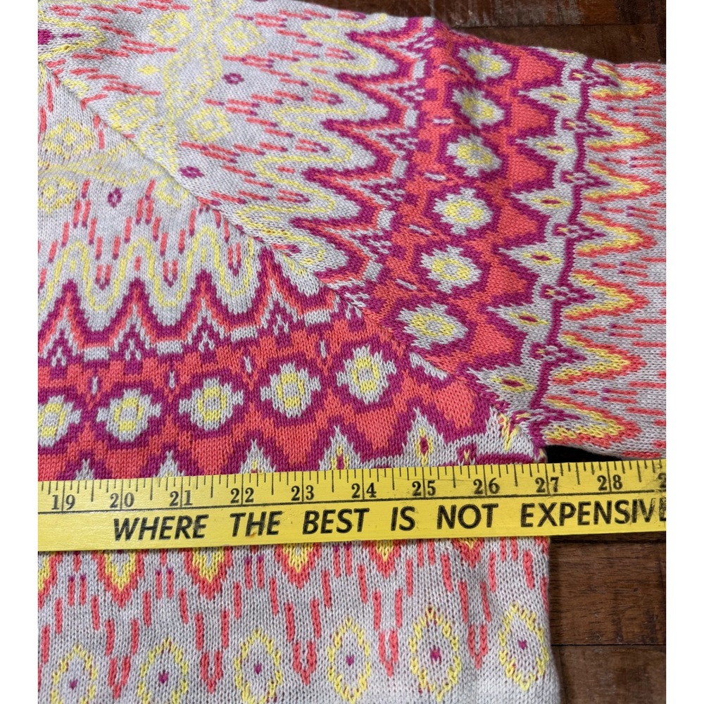 Candace Cameron Bure Fair Isle Knit Mock Neck Sweater 3X Pink Yellow Gray Cozy - Picture 5 of 7